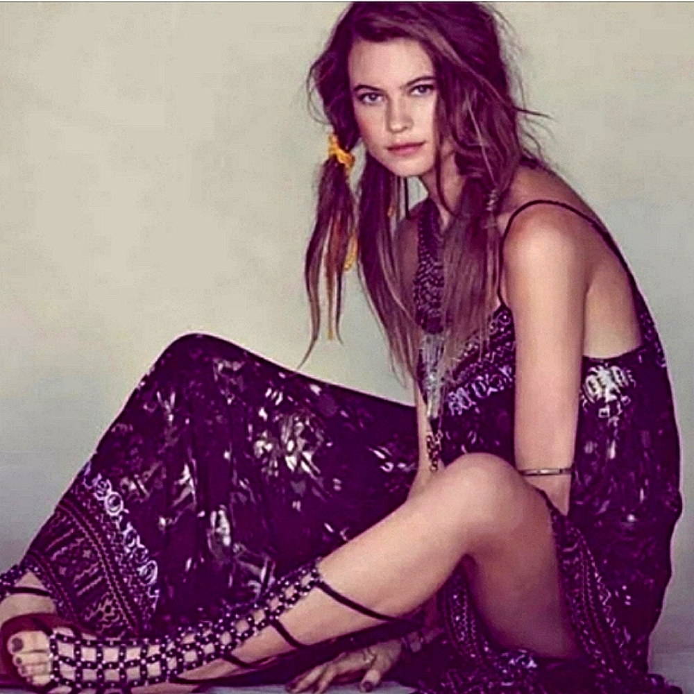 Free People Asymmetrical Dress in Black and Purple